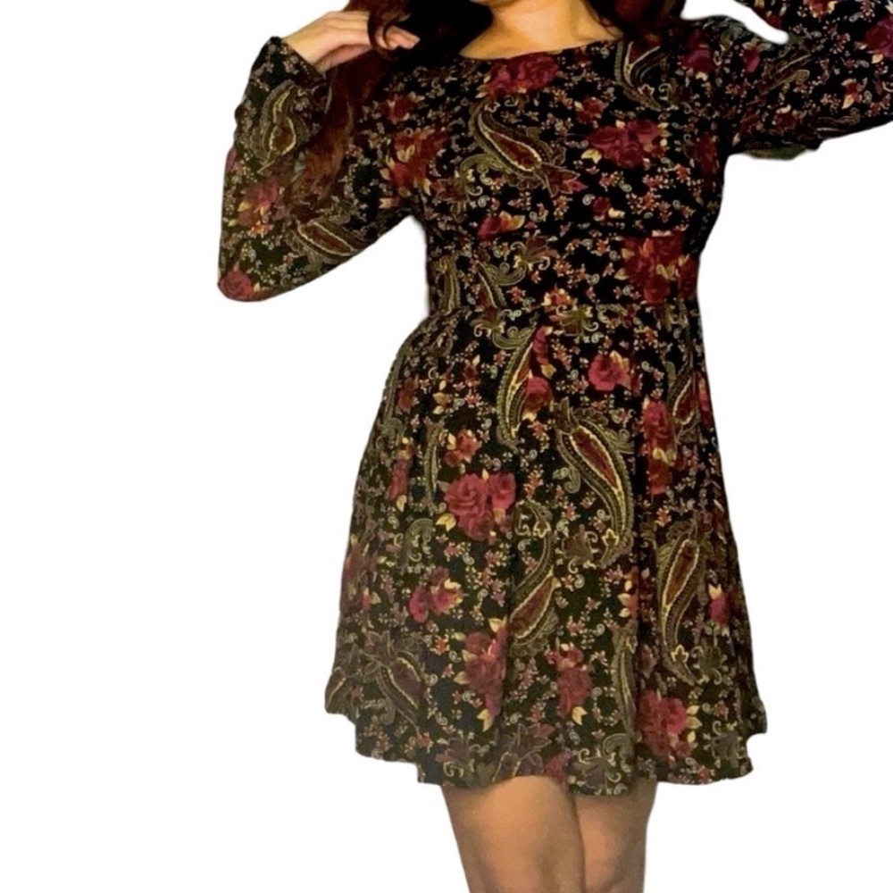 Whimsigoth Floral and Paisley Dress